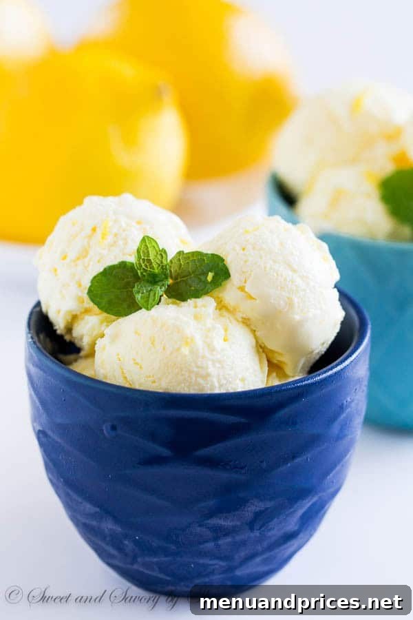 Zesty Lemon Dream 5 A beautifully presented bowl of creamy lemon ice cream, highlighting its smooth texture and inviting color.