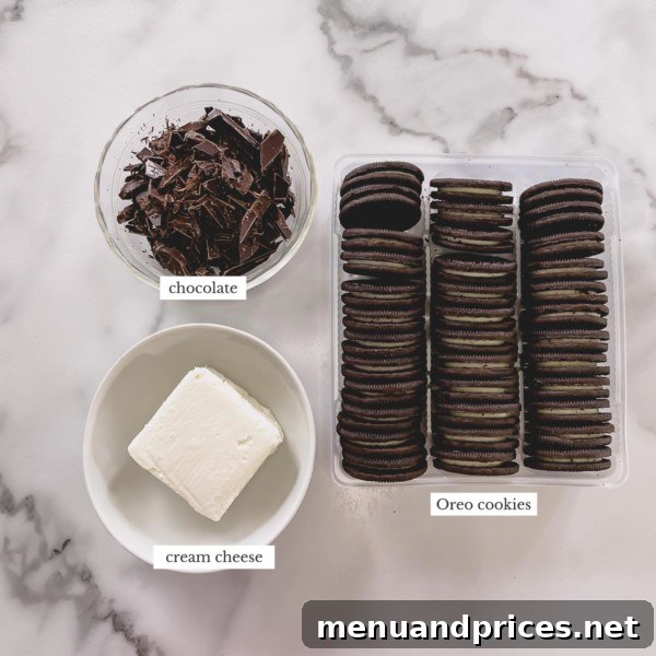 Classic Oreo balls ingredients including cream cheese.
