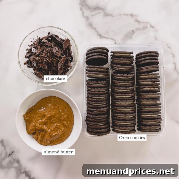 Oreo balls ingredients for a cream cheese-free version.