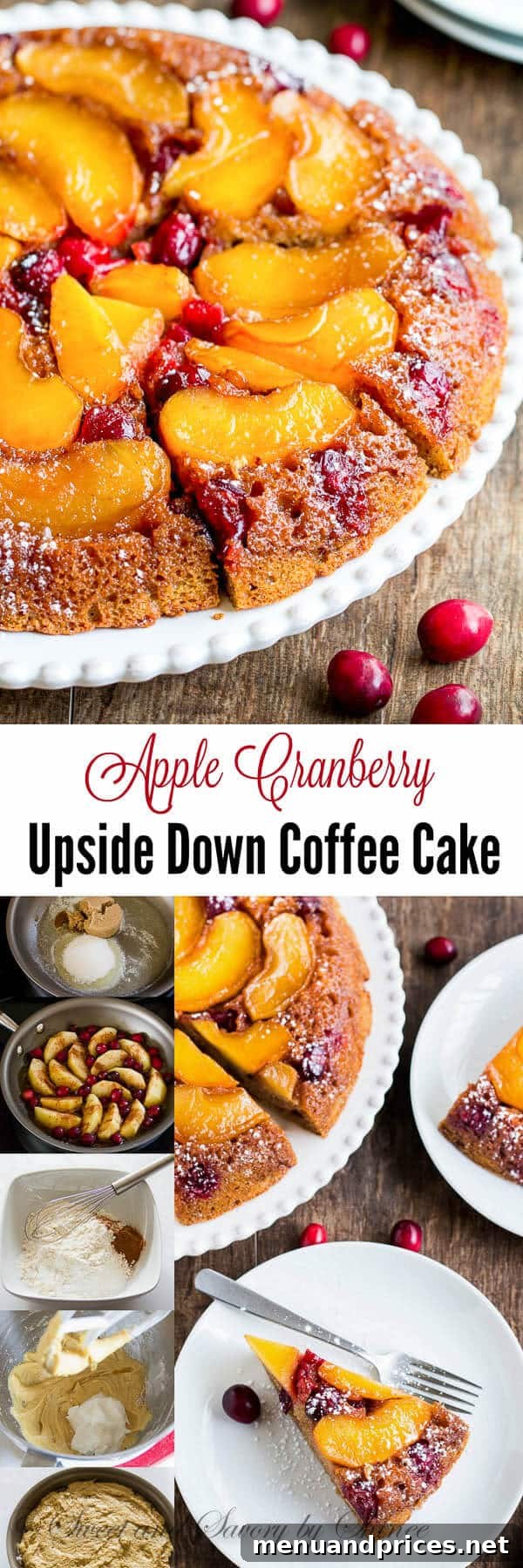 Sticky Caramel Apple Cranberry Coffee Cake 2 A beautifully presented Apple Cranberry Upside Down Coffee Cake with a rich caramelized fruit topping and tender cake base, perfect for holidays.