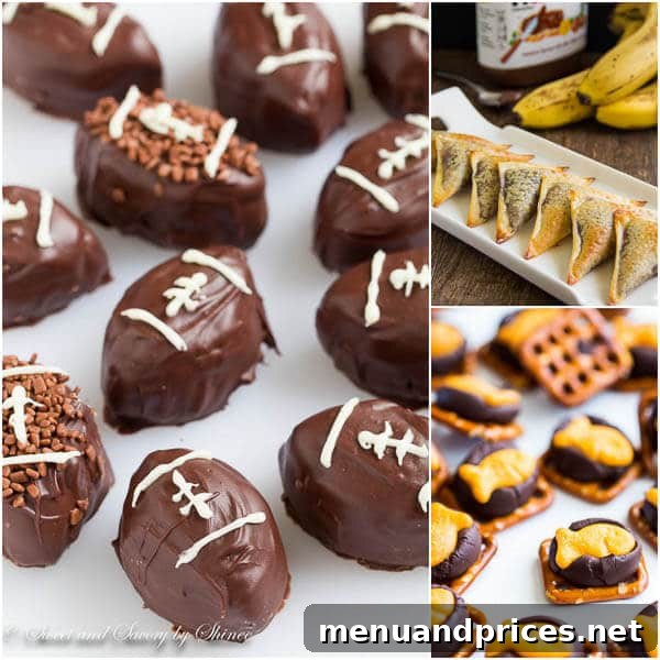 The Big Game Day Playbook: 21 Epic Eats 7 Game Day Desserts: Triple Chocolate Oreo Truffles, Banana Nutella Wontons, and Chocolate Goldfish Cracker Bites for your Super Bowl Party