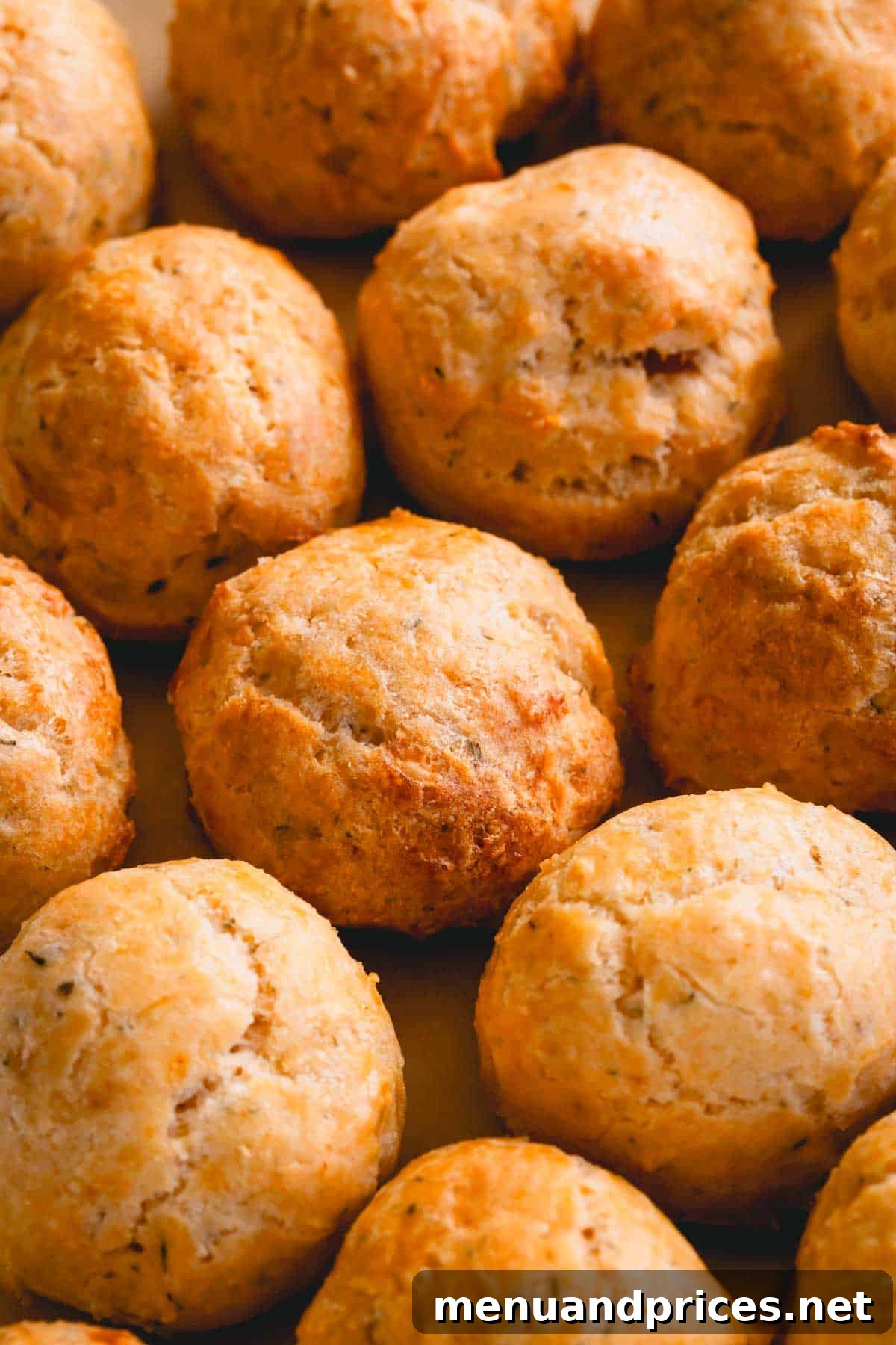 Fluffy Havarti Cheese Gougères 3 A layer of golden, freshly baked cheese puffs cooling on a baking sheet.