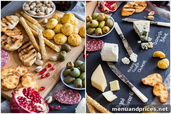 Close-up of a rustic Valentine's Day cheese board, showcasing artisanal cheeses, fresh pomegranates, and crisp crackers for a romantic evening