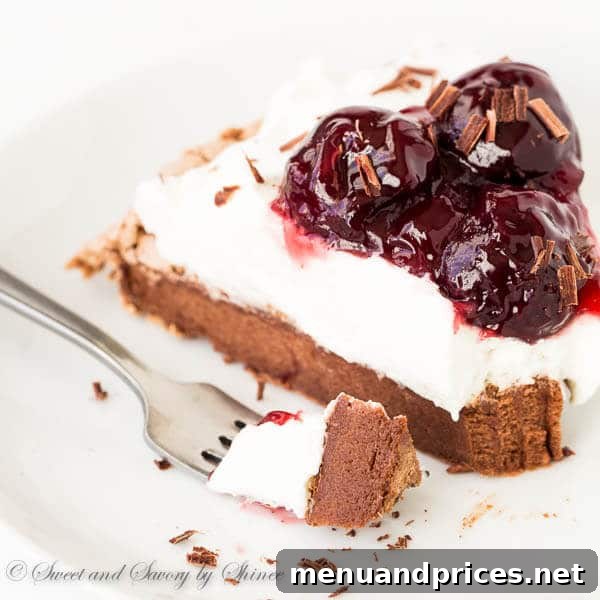 Velvet Cherry Chocolate Pavlova 7 A vertical shot of the Chocolate Pavlova, focusing on the beautiful cracks in the meringue and the luscious cherry sauce dripping down the sides.