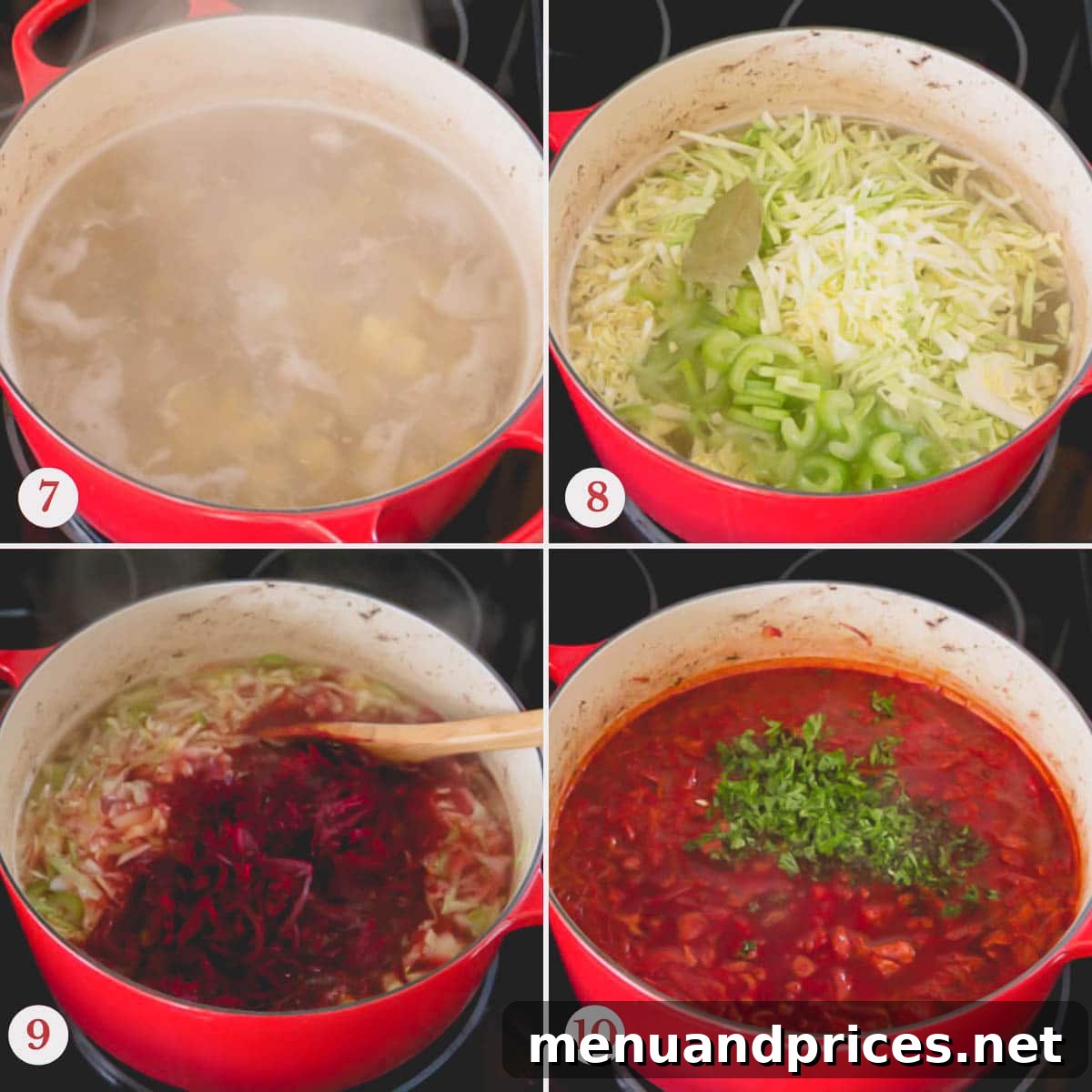 Hearty Beef Borscht 6 Step by step photo of making borscht soup.