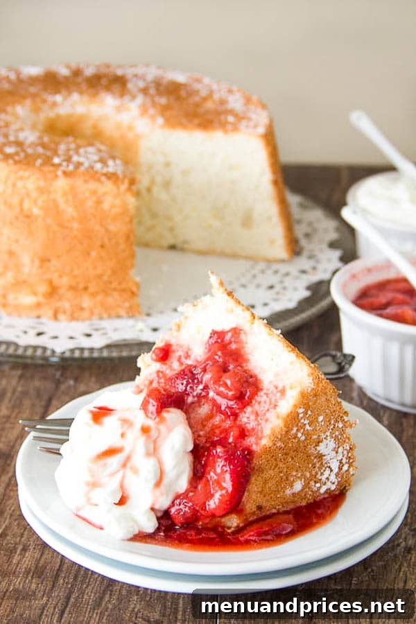 Refreshing Spring Dishes Bursting with Flavor 3 Light and airy Angel Food Cake topped with a vibrant honey-glazed strawberry sauce, perfect for spring.