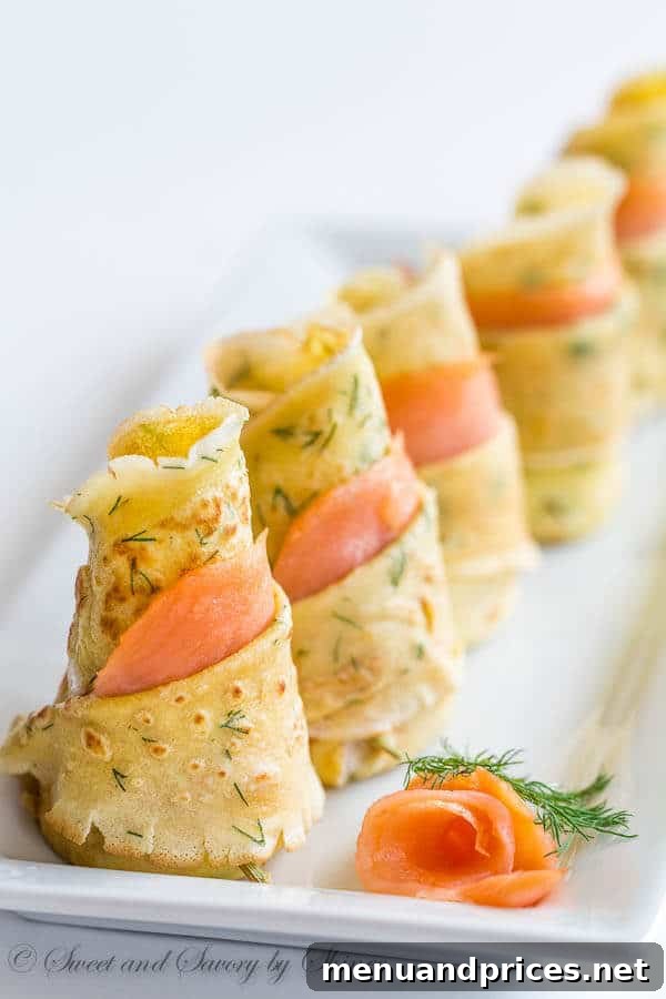 Refreshing Spring Dishes Bursting with Flavor 7 Delicate dill crepes filled with smoked salmon and cream cheese, a stunning brunch option.