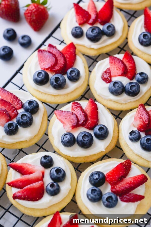 Refreshing Spring Dishes Bursting with Flavor 10 Bright and colorful mini fruit pizzas with white chocolate cream cheese frosting, topped with fresh berries.