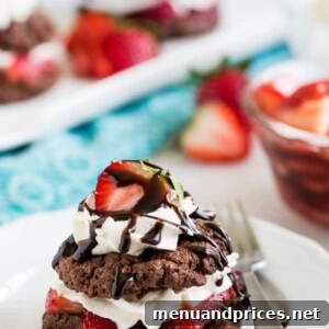 Close-up of a single Chocolate Strawberry Shortcake