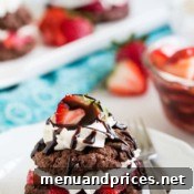 A final close-up of a chocolate strawberry shortcake dessert