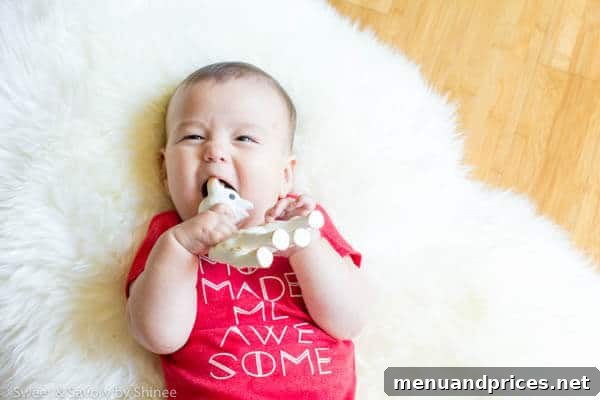 Grant's Seven-Month Journey 4 Baby Grant playing with teething toys, showing signs of teething