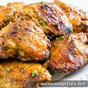 Grilled Curry Chicken Thighs on a plate