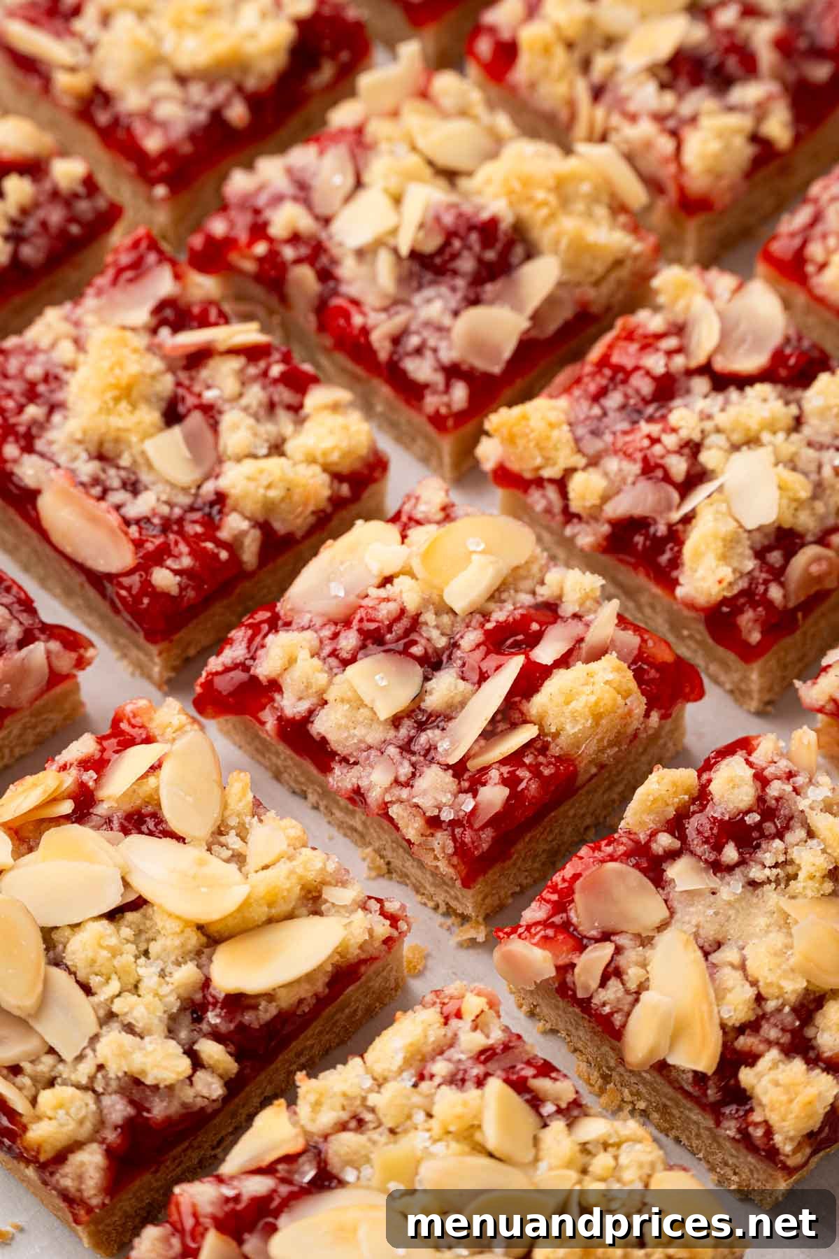 Cut cherry pie bars.