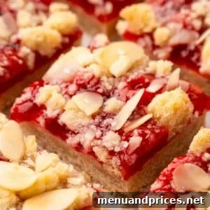 Close up image of cherry pie bars.